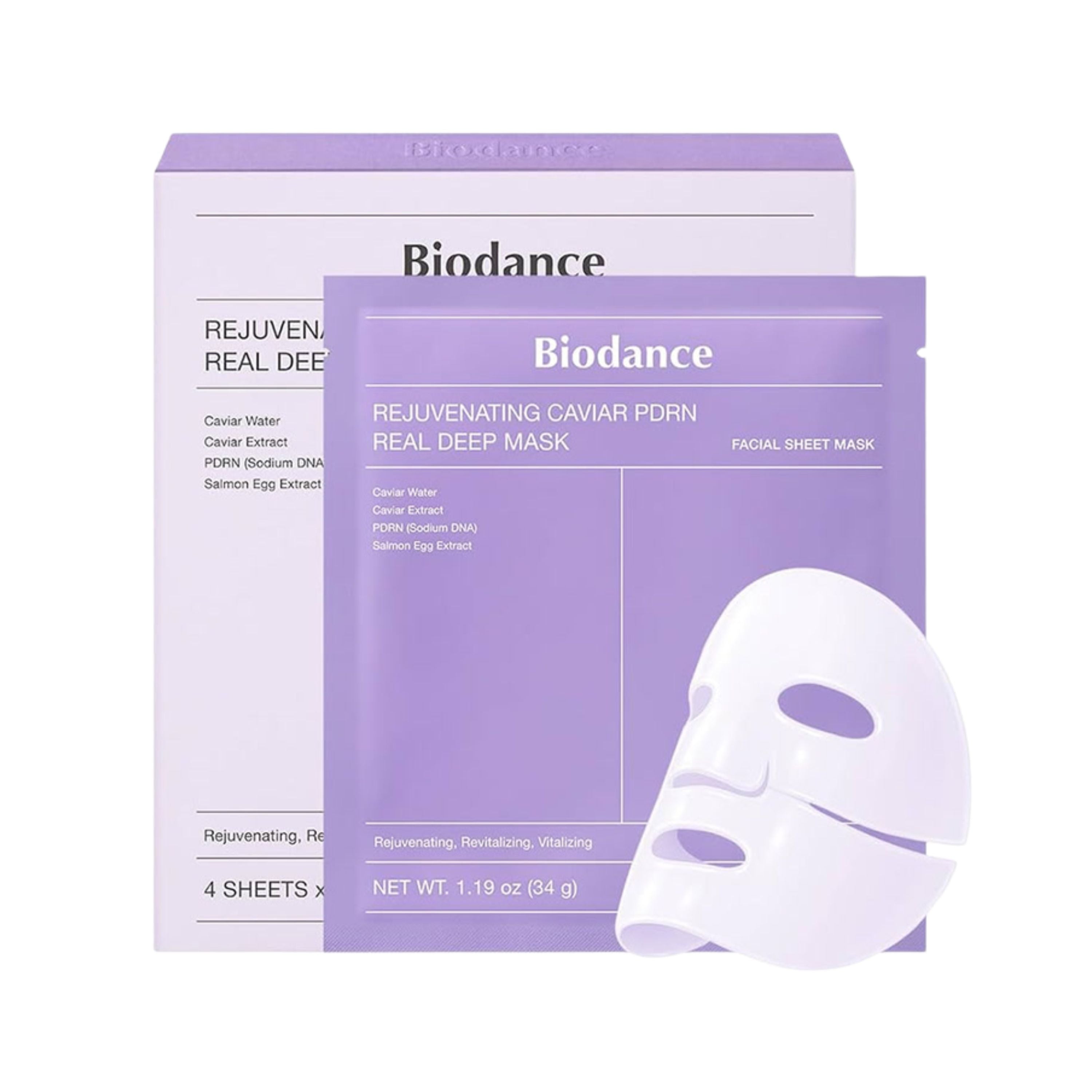Biodance Rejuvenating Caviar PDRN Real Deep Masks 34g X 4 Pieces
