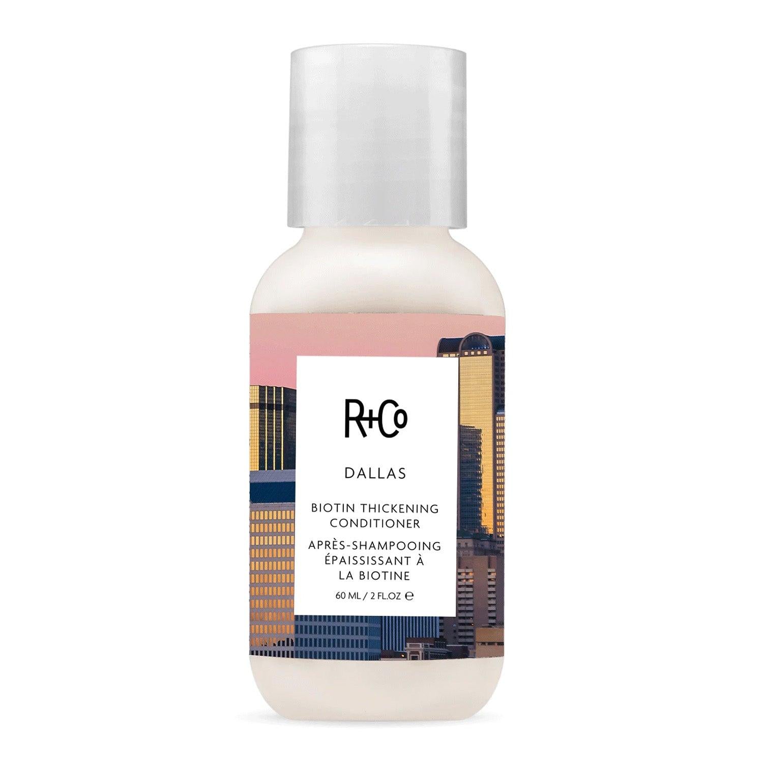 R+Co DALLAS Biotin Thickening Conditioner 60ml - Maison 19, R+Co Dallas Biotin Thickening Conditioner
Travel-size thickening conditioner
Conditioner for fine hair
Volumizing conditioner
Biotin-infused conditioner
Conditioner with Pro-Vitamin B5
Sulfate-free conditioner
Paraben-free conditioner
Vegan hair conditioner
Cruelty-free conditioner
Conditioner with coconut oil
Conditioner with saw palmetto extract
Conditioner with loquat fruit extract
Conditioner for hair strength
Conditioner for hair shine